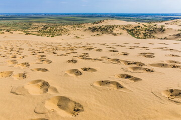 Sarykum is the largest sand dune in Europe in a protected area, as part of the Dagestan Nature Reserve, Russia