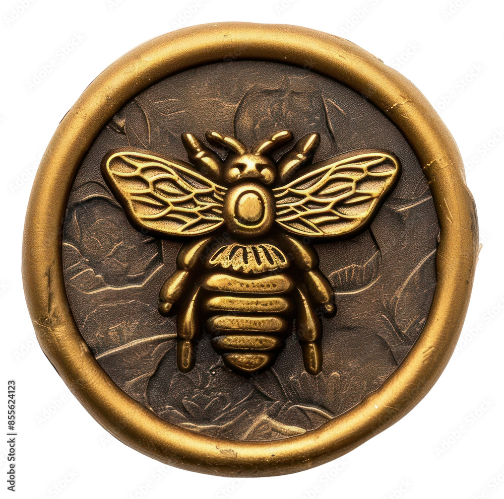 Sticker PNG  Seal Wax Stamp bee hive locket white background representation.