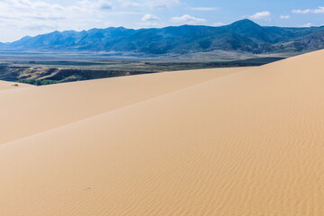 Sarykum is the largest sand dune in Europe in a protected area, as part of the Dagestan Nature Reserve, Russia