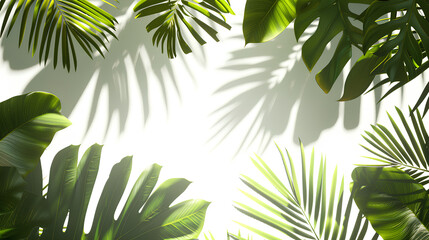 tropical leaves shadow overlay effect transparent background, palm leaf shadows