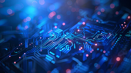 Vector Abstract futuristic circuit board and mesh line, Illustration high computer and Communication technology on blue color background. High tech digital technology, global social media concept