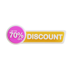 3d Discount 70 percent icon. Suitable for promotions, discounts, sales, and marketing materials. Great for online shops.