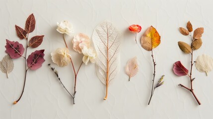 The delicate beauty of botanical specimens in a mixed media artwork.