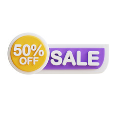 3d Sale Off 50 percent icon. Suitable for promotions, discounts, sales, and marketing materials. Great for online shops.