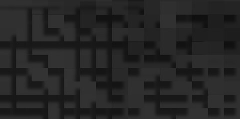 Abstract black modern architecture background with luxury block pattern, modern technology black cubes abstract geometric background, Black tech background with a geometric square and block patterns.