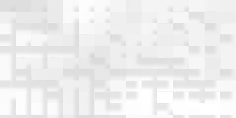 Abstract grey and white background with mosaic of white luxury pattern of squares, Geometric abstract white scaled cube boxes block background, seamless white or grey geometric business background.