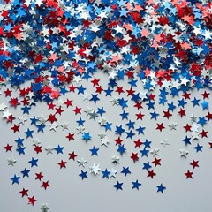 Festive Flowing American Flags with Stars Background