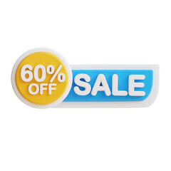 3d Sale Off 60 percent icon. Suitable for promotions, discounts, sales, and marketing materials. Great for online shops.