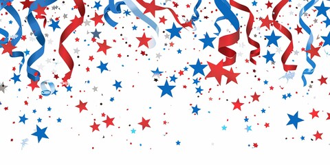 Festive Flowing American Flags with Stars Background