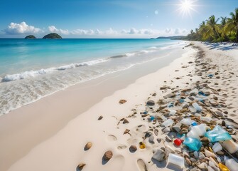 Beautiful white sand beach on island 