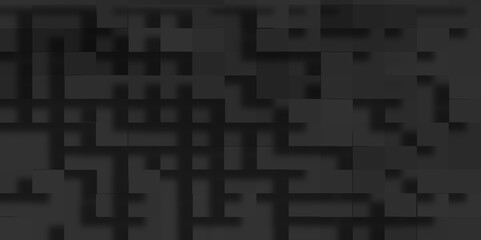 Abstract black modern architecture background with luxury block pattern, modern technology black cubes abstract geometric background, Black tech background with a geometric square and block patterns.
