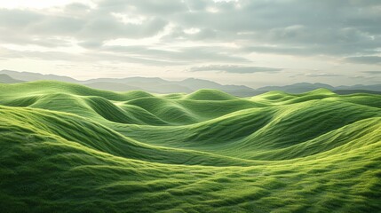 Organic Flowing Green Lines Modern Art