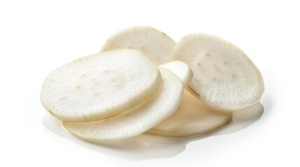 White radish slices isolated on a white background