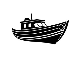 Classic Nautical Vintage Boat - High Quality Black and White Vector Silhouette