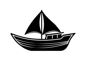 Classic Nautical Vintage Boat - High Quality Black and White Vector Silhouette