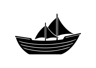 Classic Nautical Vintage Boat - High Quality Black and White Vector Silhouette