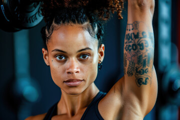 Strong Female Athlete Lifting Weights at the Gym