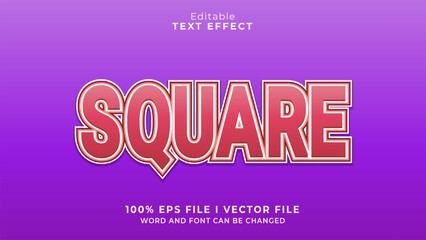 editable square sticker style text effect.typhography logo