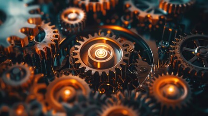 Successful business development plan. Path to success with gears from starting with vision and idea, professional achievement. Change management consultant planning growth strategy