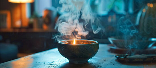 The organic mosquito repellent coil producing smoke