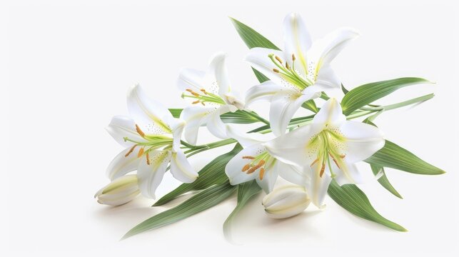 Elegant Easter Lily Bouquet on White Background