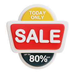 3d Today Sale 80 percent icon. Suitable for promotions, discounts, sales, and marketing materials. Great for online shops.