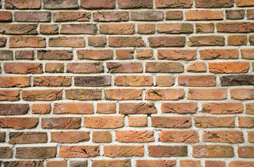 Red old brick wall. Background and texture.
