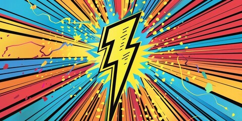 Fototapeta premium Dramatic Comic Style Thunderbolt Explosion