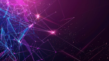 Abstract Network of Glowing Lines and Dots