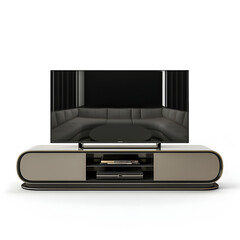 The modern style of TV stand for the living room, isolated white background. Suitable for interior design projects.[A-0002]