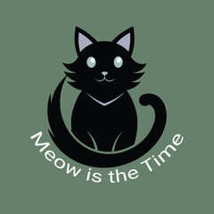 Meow is the Time, Cat, T shirt Design, Vector, Illustration