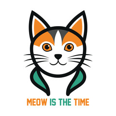 Meow is the Time, Cat, T shirt Design, Vector, Illustration