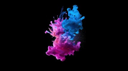 Obraz premium Abstract Ink Swirls in Blue, Pink, and White
