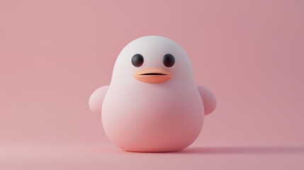 Delightful clay duck in muted pastels  kawaii style, crafted using Blender. Features matte background with subtle gradients.