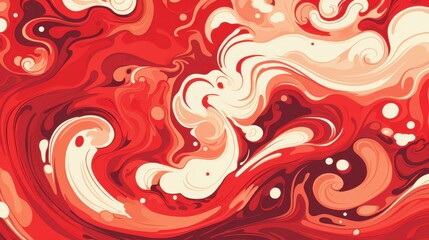 Vibrant abstract red and white artwork with fluid branching patterns, perfect for contemporary art prints and posters.