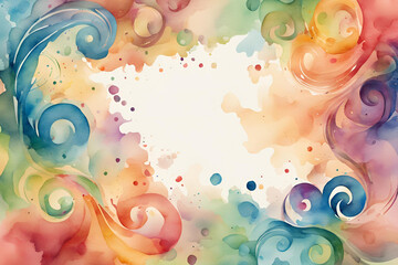 Colorful Watercolor Swirls, Abstract Artistic Background, Colorful Whimsical Paint Splashes