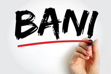 BANI - Brittle Anxious Nonlinear Incomprehensible acronym, encompasses instability and chaotic,...