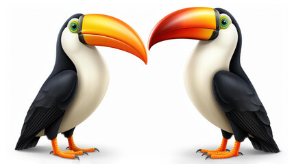 Naklejka premium Meet a charming cartoon toucan with vibrant colors and an inquisitive gaze, sure to brighten up any setting.