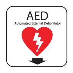 AED,automated external defibrillator aed sign with heart