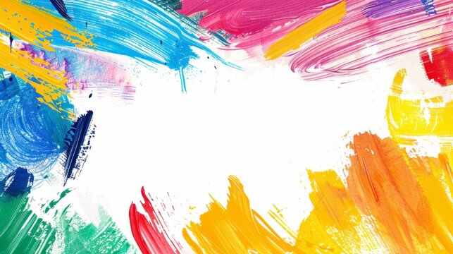 Colorful abstract brush strokes border for school children's art projects