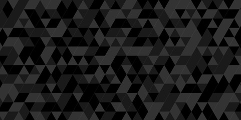 Vector geometric seamless technology black and gray triangle element light background. Abstract digital grid light pattern black Polygon Mosaic triangle Background, business and corporate background.