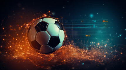 Naklejka premium soccer ball on the background of graphs. concept of online betting on sporting events