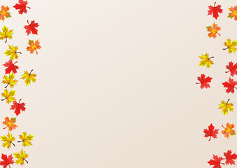 Ocher Foliage Background Beige Vector. Leaves Realistic Design. Orange Abstract Plant. Collection Floral Template.