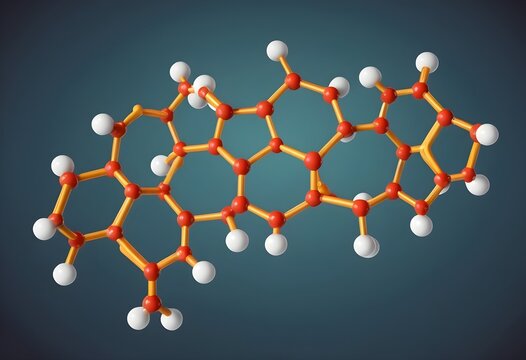 3D and flat models of anthracene molecular structure.