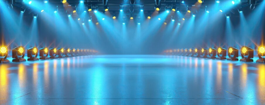 A Vibrant Panorama of Live Music Concert with Electrifying Light Show the Thrill of EDM, Techno, or Rock Music Festival Performance - Powered by Adobe