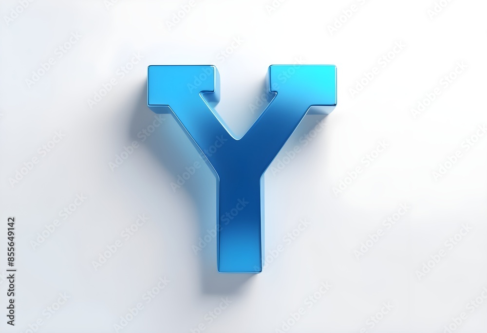 Poster a 3d rendering of the letter y in blue.