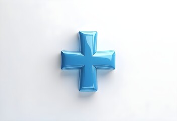 Obraz premium A blue 3D plus sign on a white background