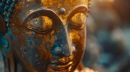 Majestic Golden Buddha Statue with Intricate Details in Serene Thai Temple