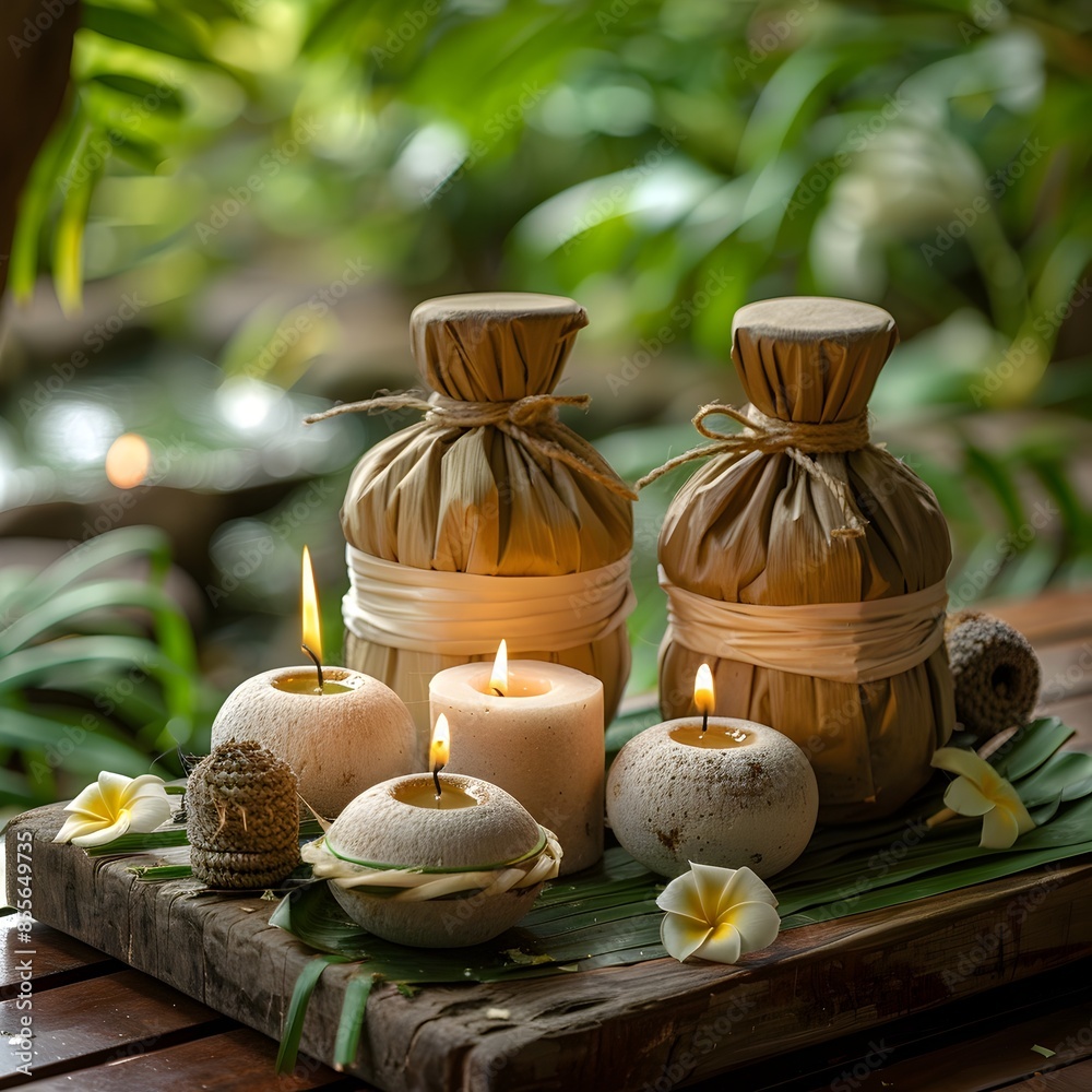 Poster Thai Herbal Spa Serene Setting with Cultural Wellness Practice