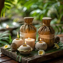 Obraz premium Thai Herbal Spa Serene Setting with Cultural Wellness Practice